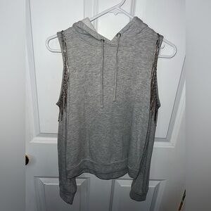 INC Woman’s Small Gray Cold Shoulder Hoodie with Sequin Detail (like new!)